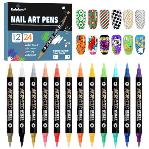 24 color 3d nail art polish pens set, kalolary nail art marker...