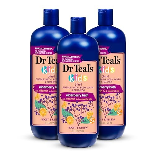 dr teal's kids 3 in 1 bubble bath, body wash & shampoo, boost...