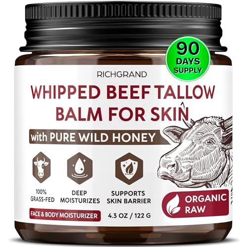 RICHGRAND Beef Tallow for Skin - Whipped Tallow and Honey Balm... richgrand beef tallow for skin whipped tallow and honey balm...