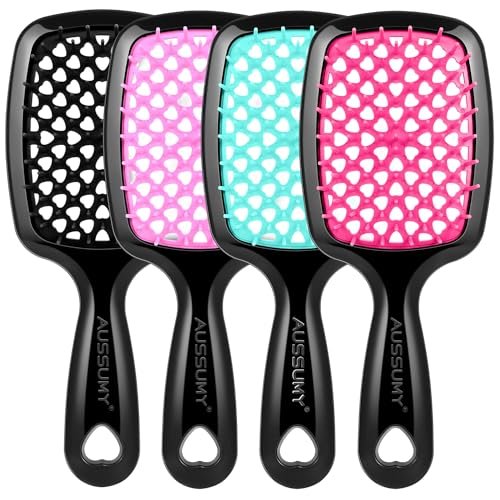 Aussumy 4 Pack Vented Detangling Hair Brush - Detangler Hairbr... aussumy 4 pack vented detangling hair brush detangler hairbr...
