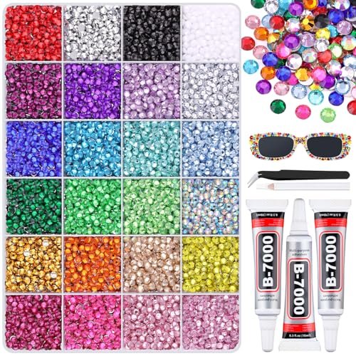 12600Pcs Resin Rhinestones with 3Pcs B7000 Jewelry Glue for Cr... 12600pcs resin rhinestones with 3pcs b7000 jewelry glue for cr...
