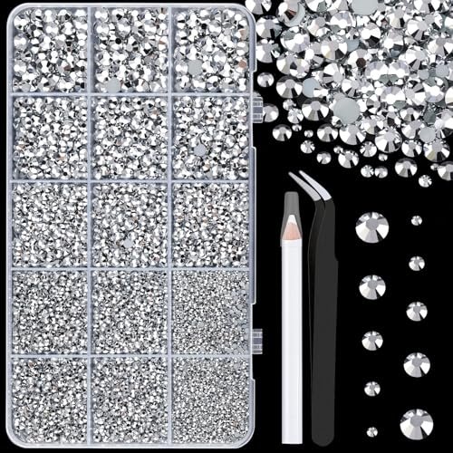 16000Pcs Resin Rhinestones with Tweezers for Crafting, Silver... 16000pcs resin rhinestones with tweezers for crafting, silver...