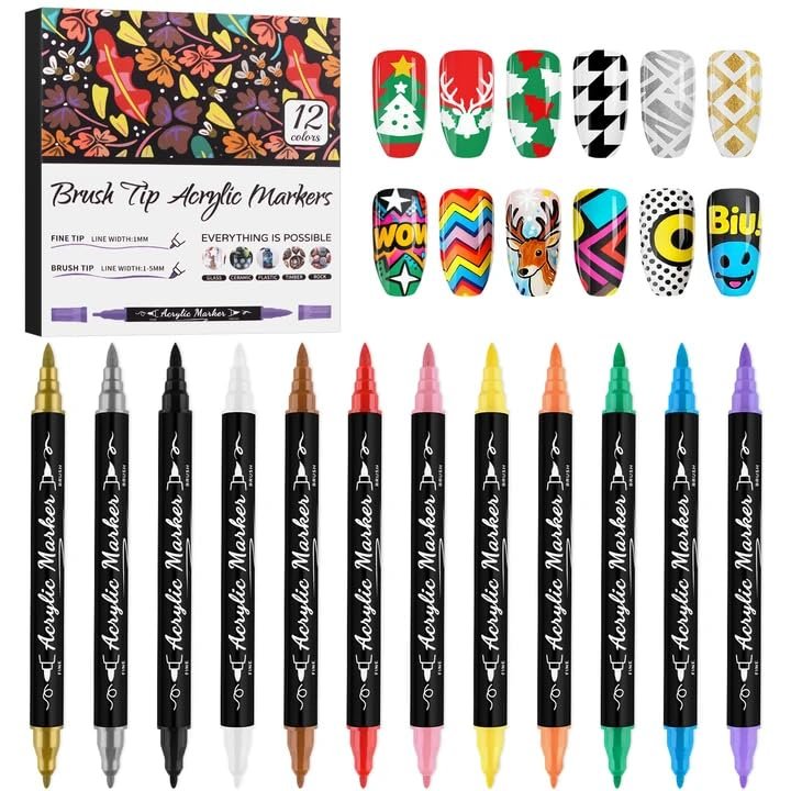 12 Colors Nail Art Pens Set, Kalolary 3D Nail Polish Pens Quic... 12 colors nail art pens set, kalolary 3d nail polish pens quic...