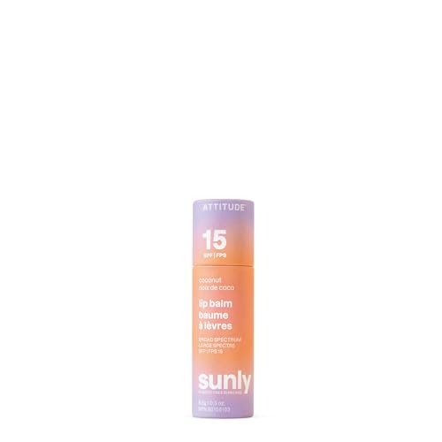 attitude plastic free lip balm with sun protection spf 15, ewg...