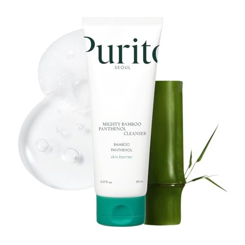 purito mighty bamboo panthenol cleanser, gentle face wash for...