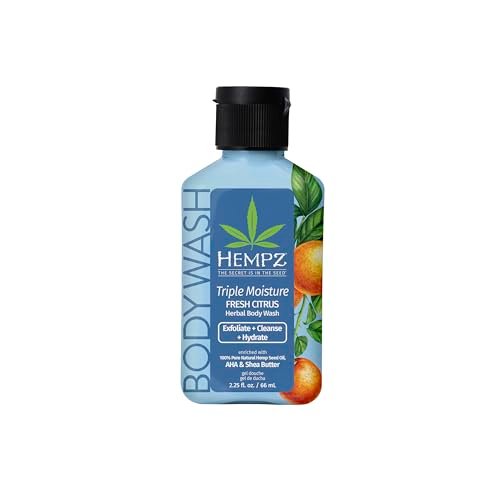hempz new mini body wash, triple moisture fresh citrus, travel...