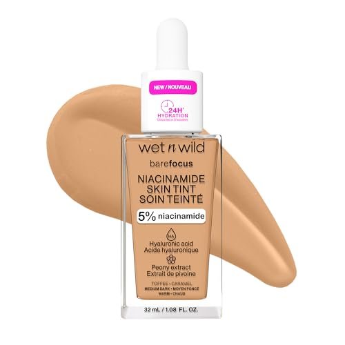 wet n wild bare focus skin tint, 5% niacinamide enriched, buil...