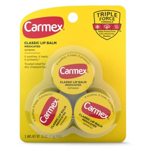 carmex everyday healing lip balm, 0.25 oz, 3 count