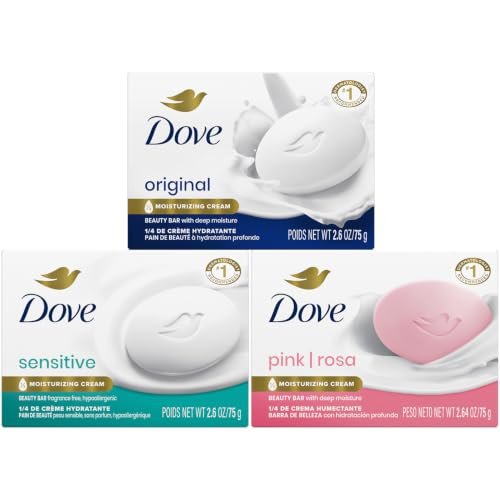 dove beauty bar soap variety 3 pack – original, sensitive skin...
