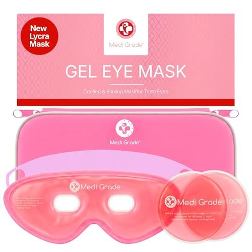 medi grade cooling gel eye mask for puffy eyes, pink set – reu...