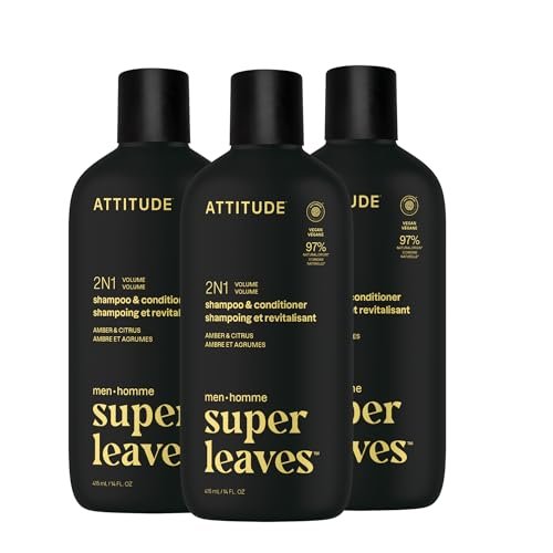 attitude men's shampoo and conditioner 2 in 1, volumizing for...