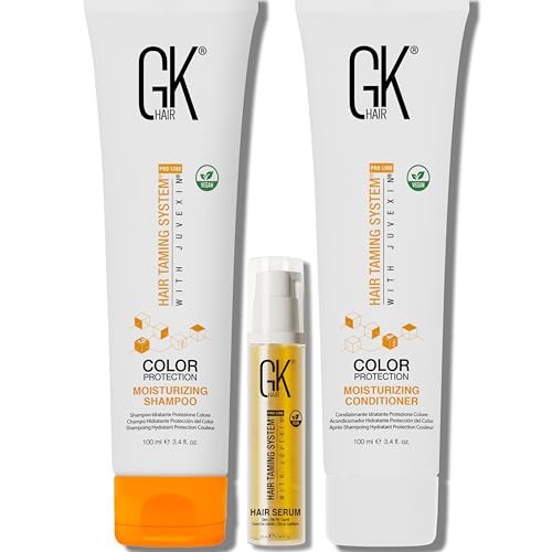 gk hair shampoo & conditioner set travel size with hair serum...