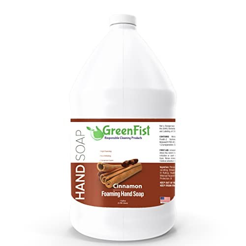 greenfist foaming hand soap refills cinnamon scent jug foam re...