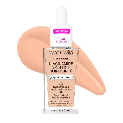 wet n wild bare focus skin tint, 5% niacinamide enriched, buil...