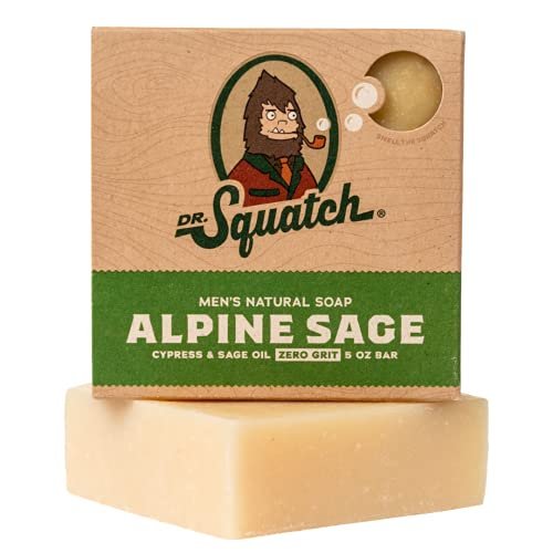 dr. squatch all natural bar soap for men with zero grit, alpin...