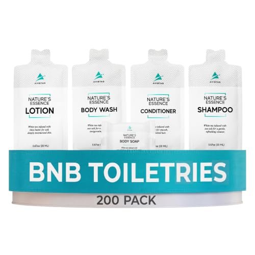 200 hotel soap & bulk toiletries packets travel essentials f...