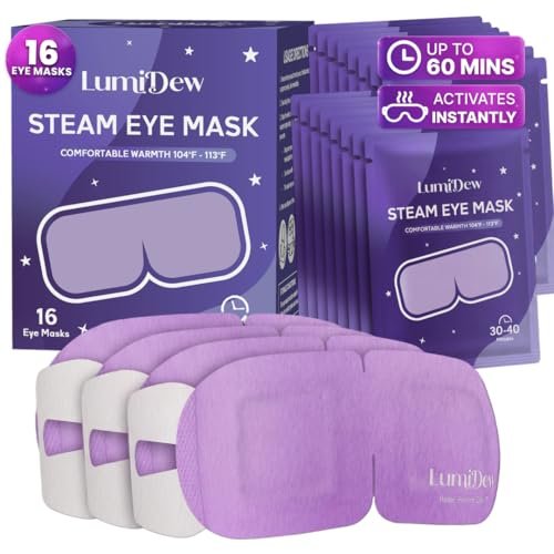 lumidew steam eye mask, self heating heated eye mask for sleep...