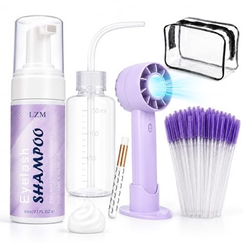 lzm lash shampoo kit cleaning for extensions & natural & clust...