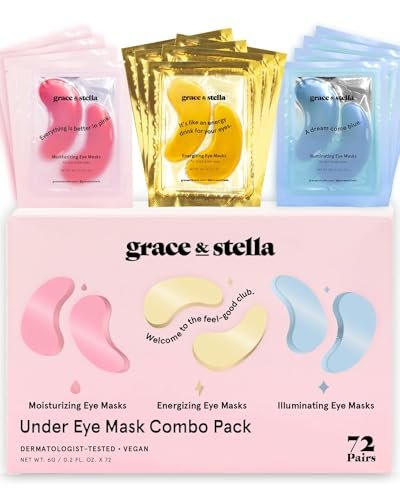 grace & stella under eye mask reduce dark circles, puffy eye...