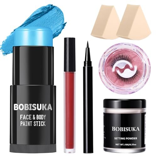 bobisuka sally halloween makeup kit light blue face body pain...