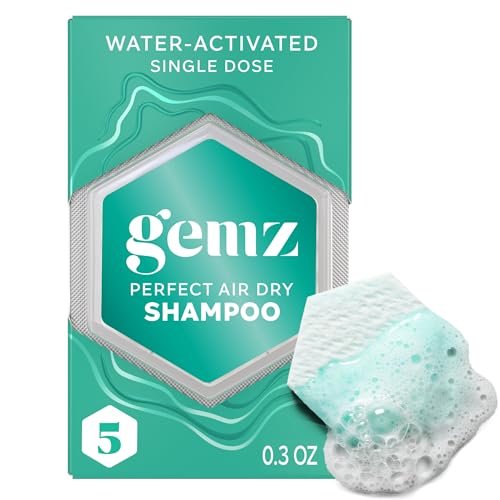 gemz shampoo, perfect air dry, hair care water activated singl...