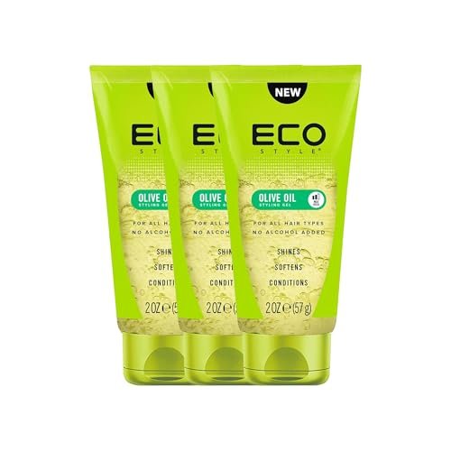 eco style olive oil hair gel – 3 pack 6 oz total | maximum hol...