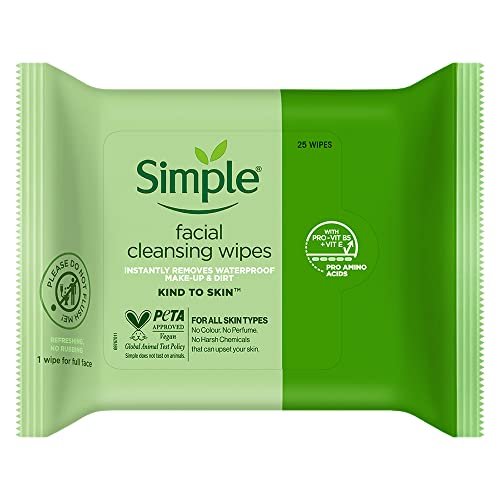 simple kind to skin cleansing facial wipes, 25 count