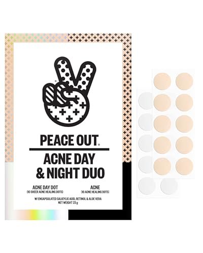 peace out acne day & night duo, invisible hydrocolloid pimple...