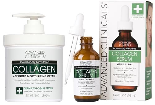 advanced clinicals unscented collagen body cream + collagen se...