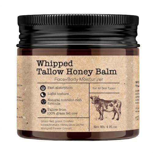 mtgbo beef tallow honey balm for sensitive skin: grass fed whi...