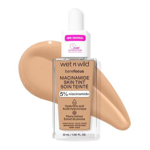 wet n wild bare focus skin tint, 5% niacinamide enriched, buil...