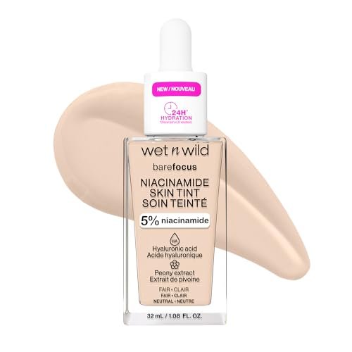 wet n wild bare focus skin tint, 5% niacinamide enriched, buil...
