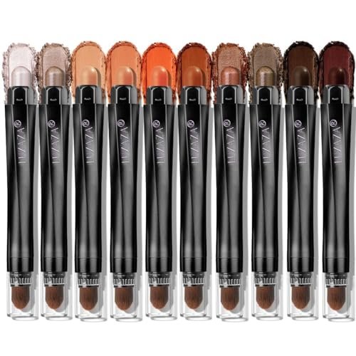 luxaza pro 10pcs eyeshadow stick,shimmer and matte brown metal...