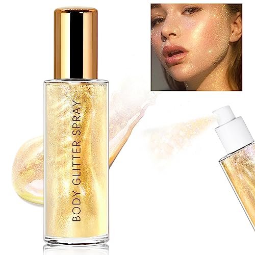 hosaily body glitter spray, holographic body shimmer quick dry...