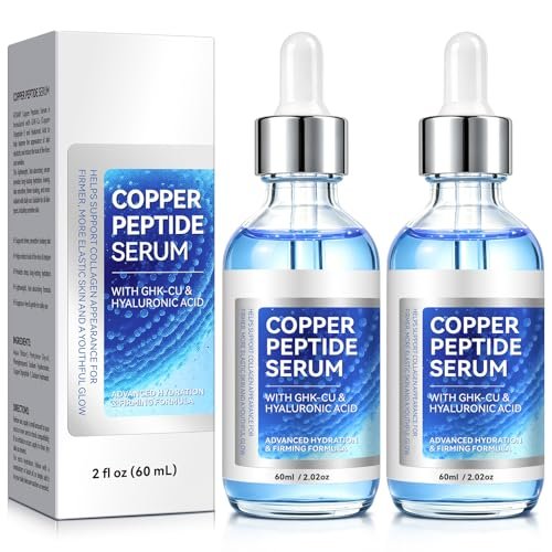 2 pack copper peptide serum, with ghk cu peptide and hyaluroni...