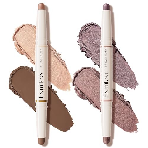 exmiloo 2pcs dual ended cream eyeshadow stick set 4 mauve ta...