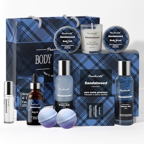 pearlworld bath set with ocean scented spa gifts for men, chri...