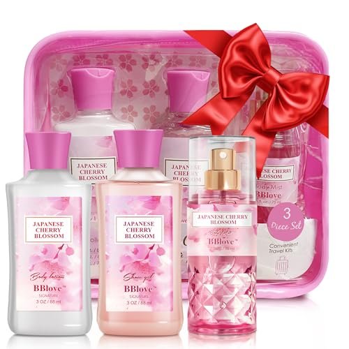 bath and body gift set for women and girls, 3pc travel size se...