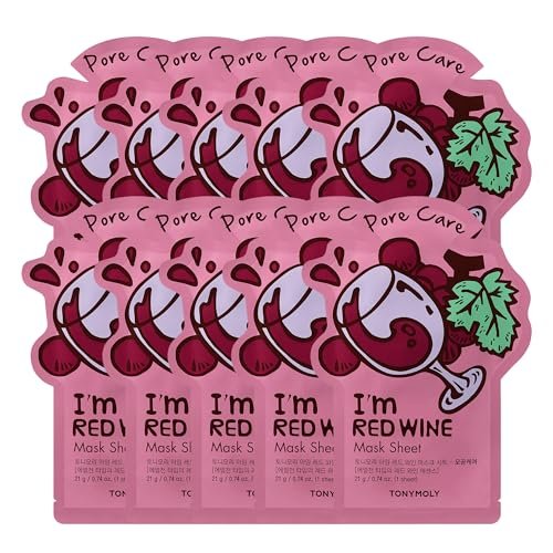 tonymoly i’m red wine sheet mask 10 pack – hydrating & moistur...