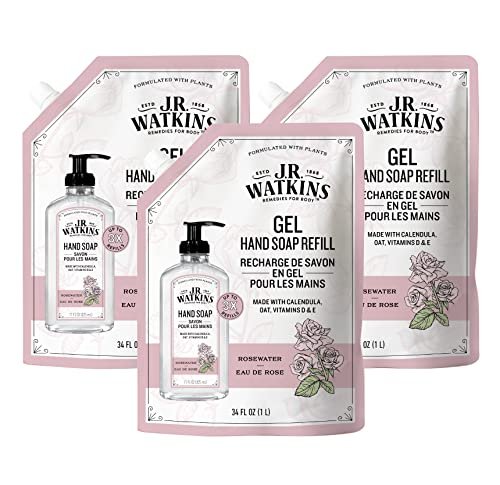 j.r. watkins gel hand soap refill, moisturizing hand wash, alc...