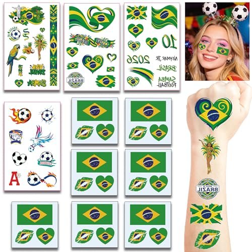brazil flag temporary tattoos for world cup decorations 2026 |...