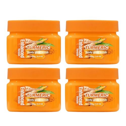 amococo 4packs turmeric body scrub, botanical skin cleanser fo...