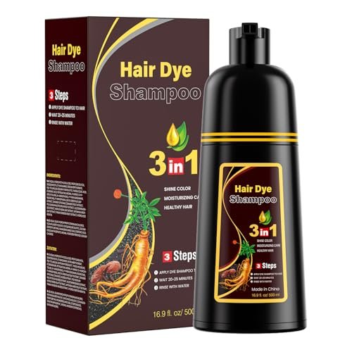 juanchi dark brown hair dye shampoo 3 in1, dark brown shampoo...