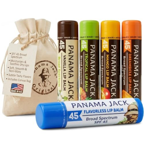 panama jack sunscreen lip balm spf 45, flavor pack, broad sp...