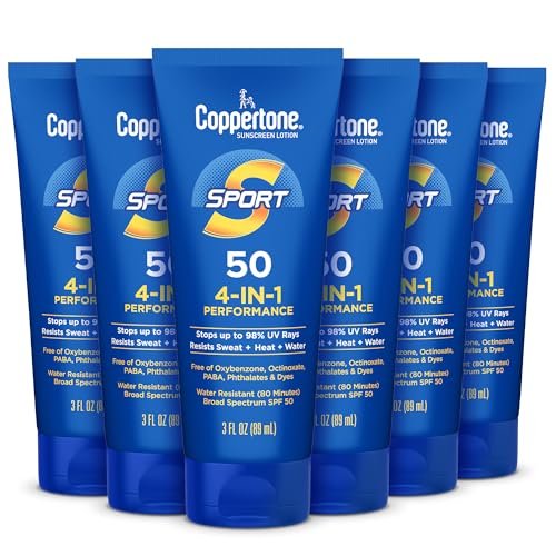 coppertone sport sunscreen lotion spf 50, sweat, heat and wate...