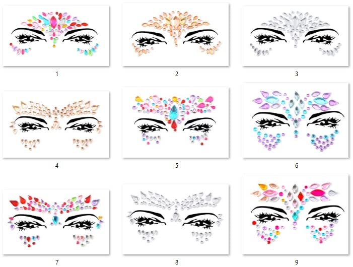 face gems adhesive glitter jewel tattoo sticker festival gems...