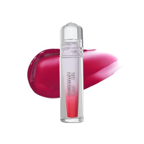 etude over glowy lip tint, #12 ruby love, glossy lip stain, vegan