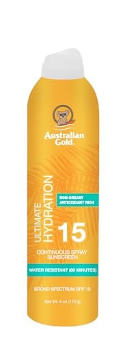 australian gold continuous spray sunscreen spf 15, 6 ounce, dr...