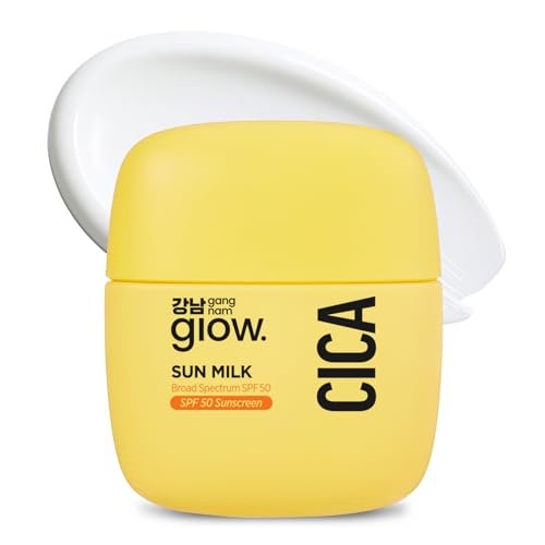 gangnam glow cica sun milk 1.69 floz, moisturizer with spf 50