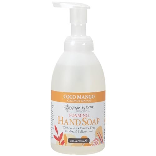 ginger lily farms botanicals foaming hand soap, 20oz, coco mango